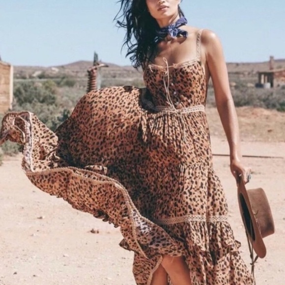 Super Rare Spell Saphari Maxi Sundress in Leopard size S - Picture 1 of 14